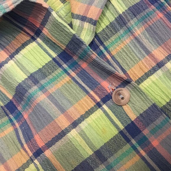 Vintage St Michael Plaid Pastelcore Seersucker Short Sleeve Button Down - Picture 9 of 16